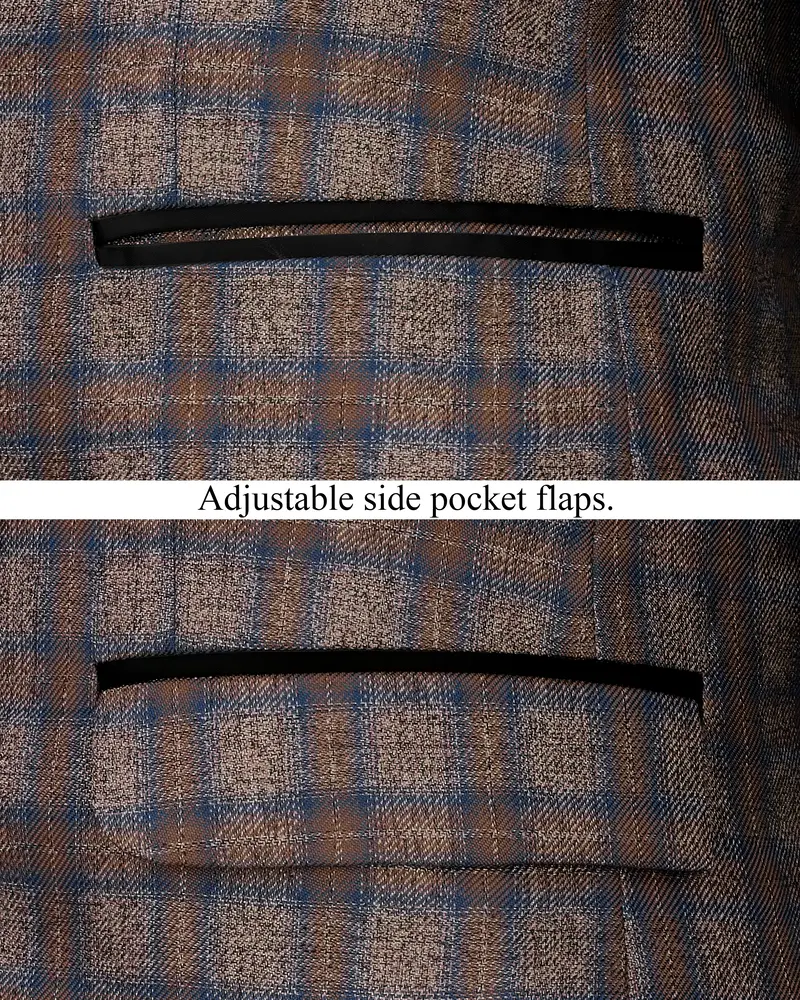 Hurricane Brown Plaid Tuxedo Designer Blazer With Shawl 5