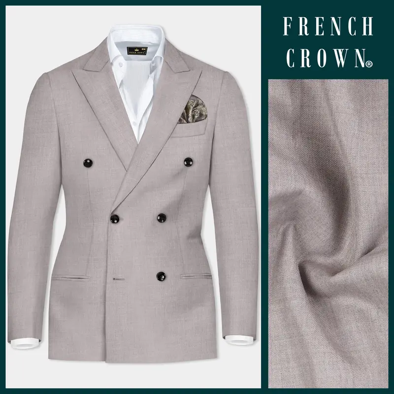 Hurricane Gray Solid Wool Rich Double Breasted Blazer 1