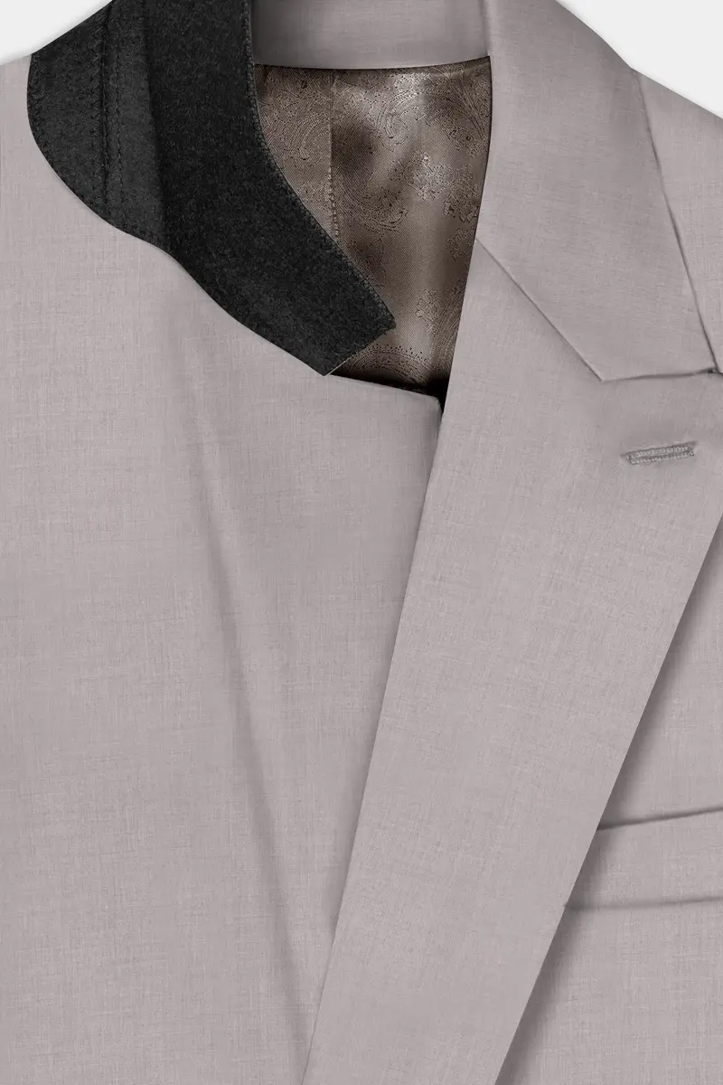Hurricane Gray Solid Wool Rich Double Breasted Blazer 4