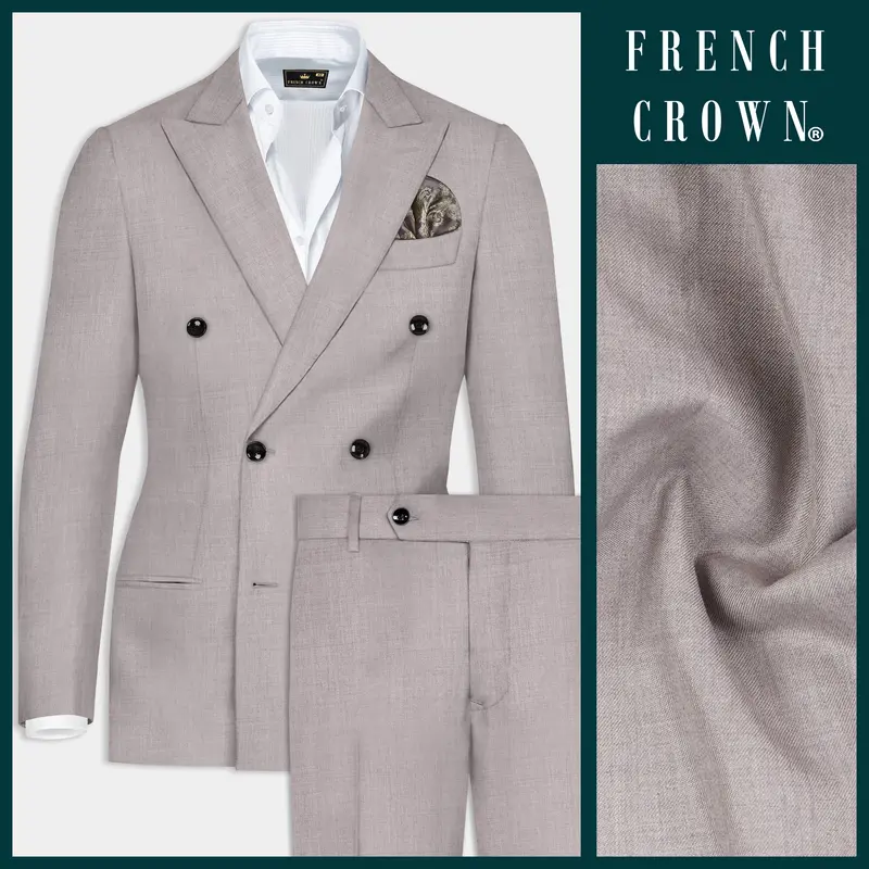 Hurricane Gray Solid Wool Rich Double Breasted Suit 1