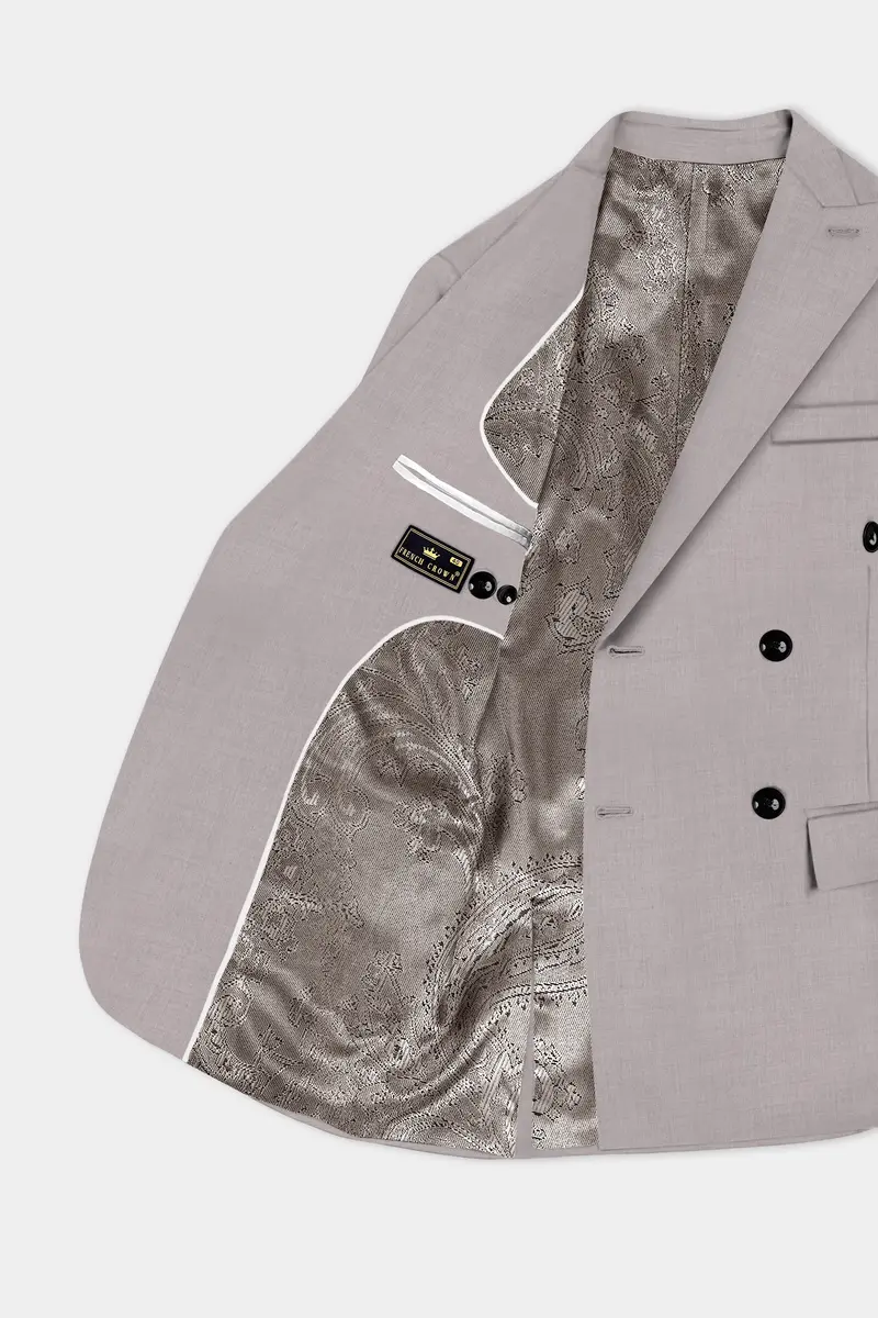 Hurricane Gray Solid Wool Rich Double Breasted Suit 6