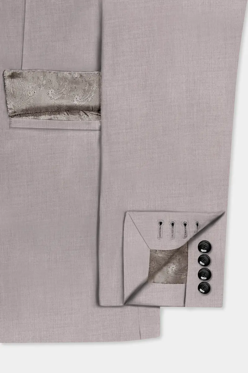 Hurricane Gray Solid Wool Rich Double Breasted Suit 7