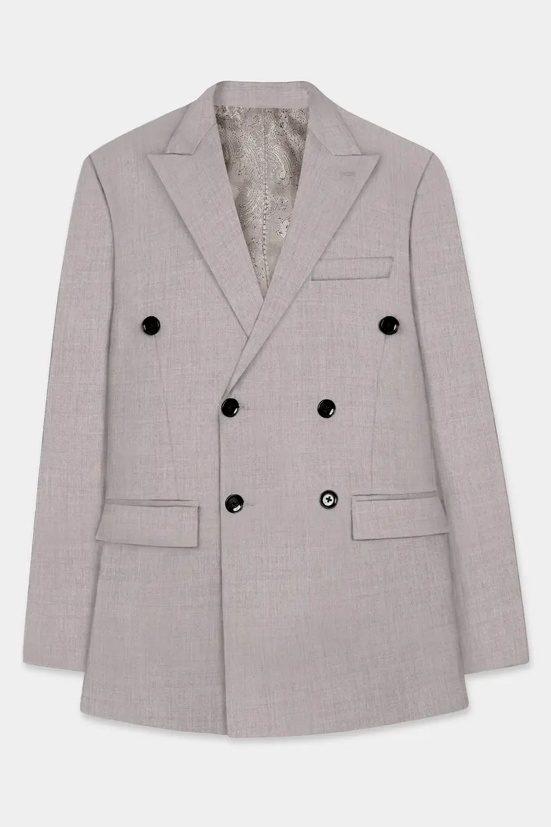 Hurricane Gray Solid Wool Rich Double Breasted Suit 8