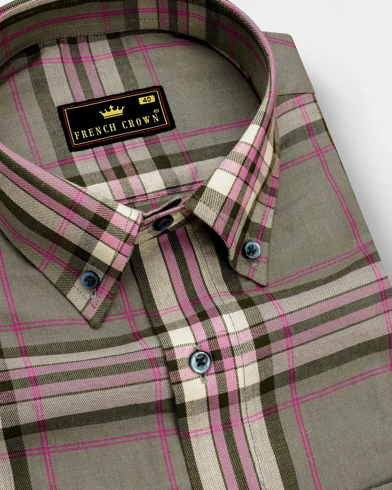 Hurricane Gray Twill Plaid Premium Cotton Shirt 1