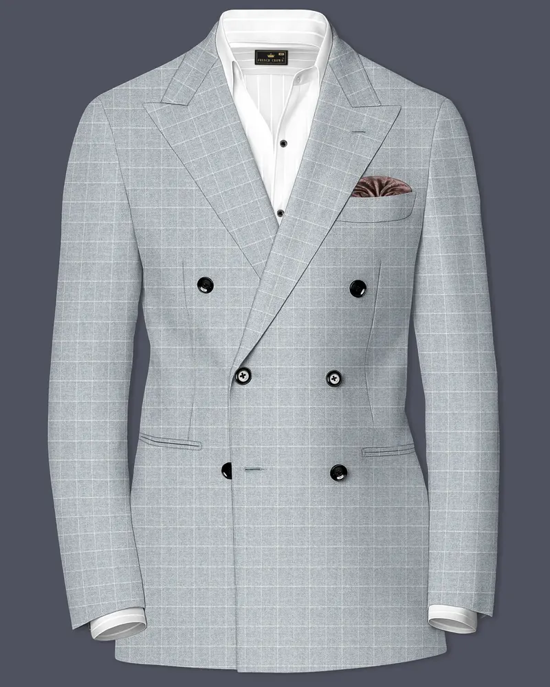 Hurricane Gray Windowpane Double Breasted Blazer 1