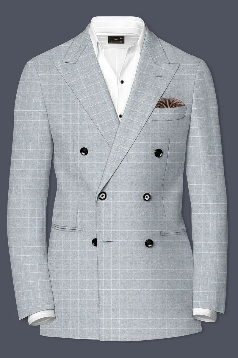Hurricane Gray Windowpane Double Breasted Blazer 2