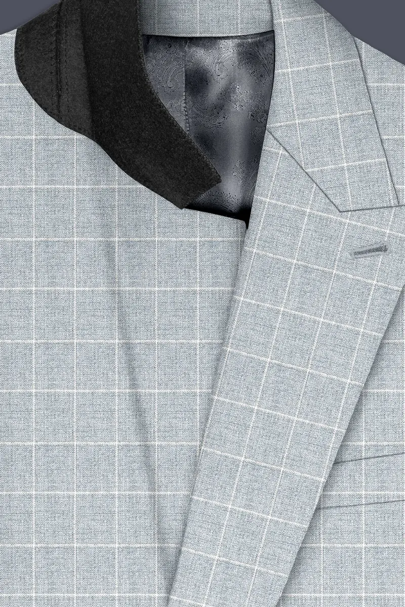 Hurricane Gray Windowpane Double Breasted Blazer 4