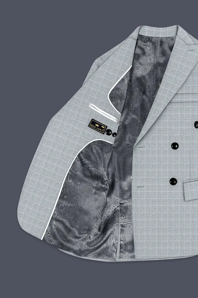 Hurricane Gray Windowpane Double Breasted Blazer 5