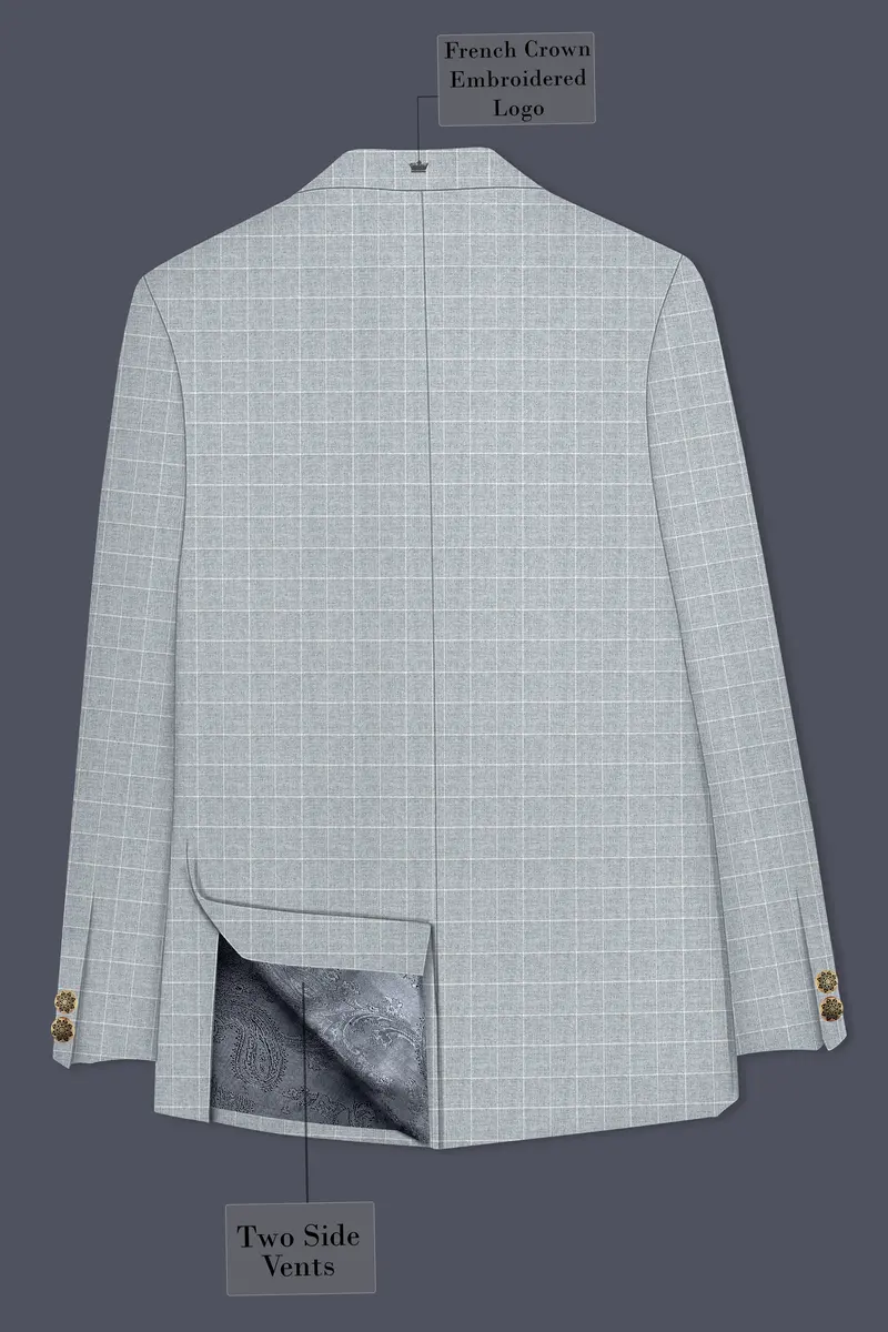 Hurricane Gray Windowpane Double Breasted Blazer 8
