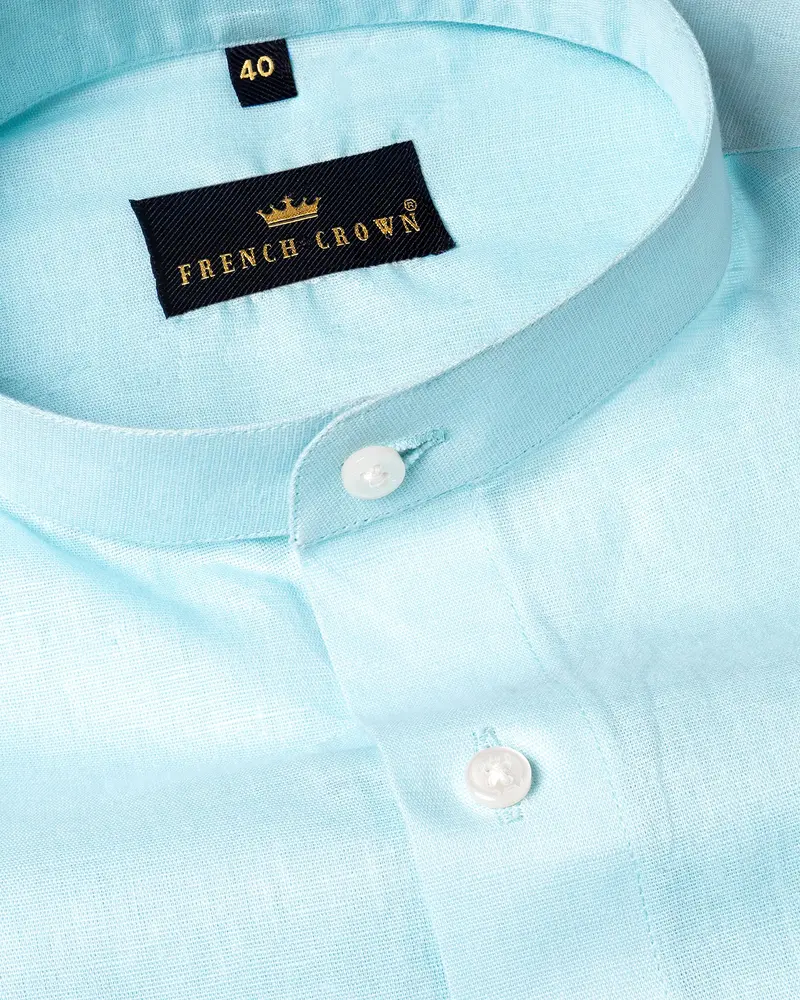 Iceberg Blue Luxurious Linen Shirt 1