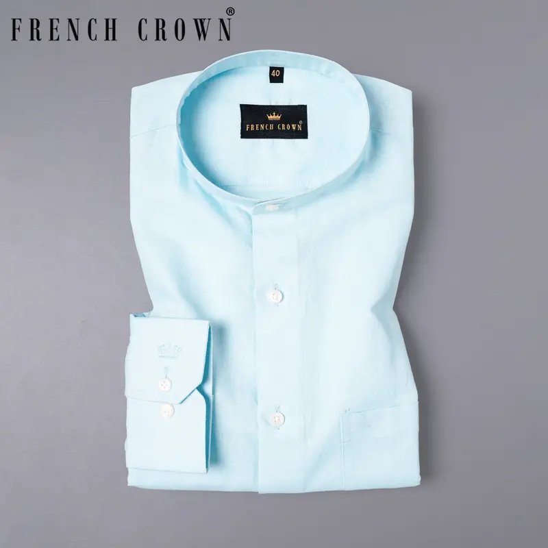 Iceberg Blue Luxurious Linen Shirt 6