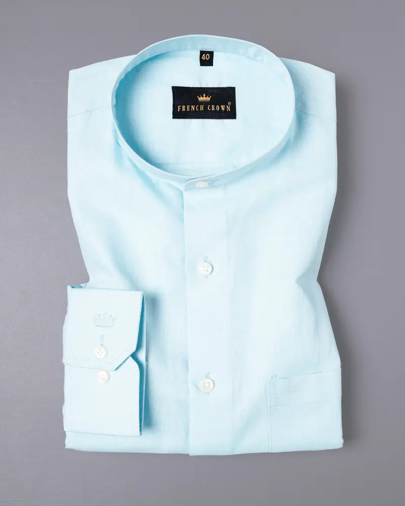 Iceberg Blue Luxurious Linen Shirt 7