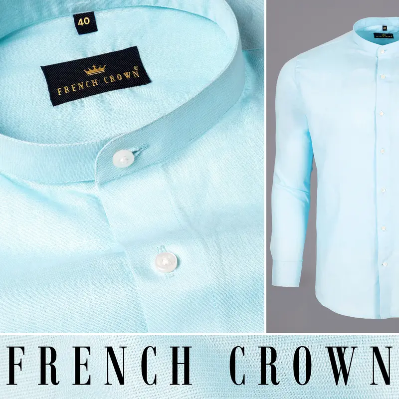 Iceberg Blue Luxurious Linen Shirt 9