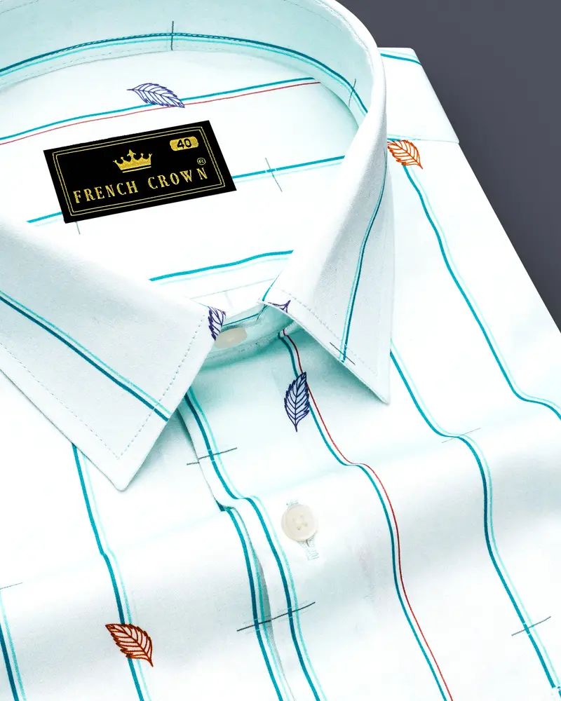 Iceberg Light Green Striped Super Soft Premium Cotton Shirt 1