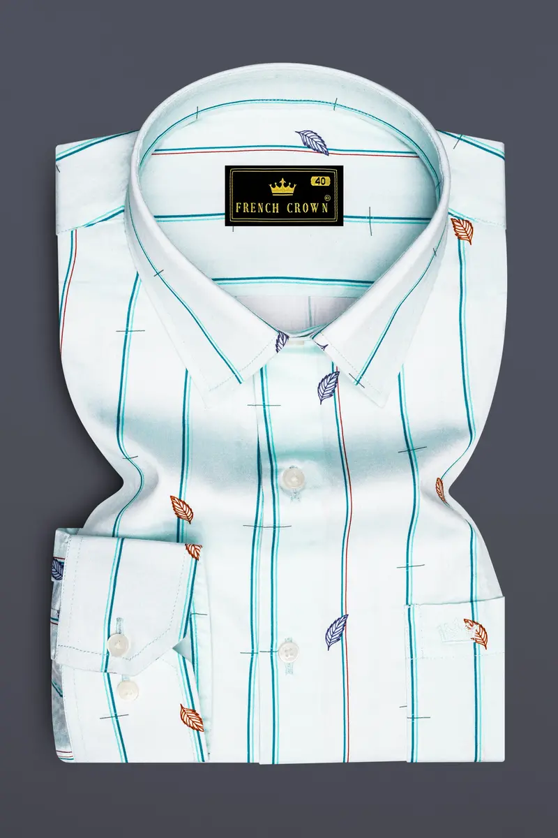 Iceberg Light Green Striped Super Soft Premium Cotton Shirt 4