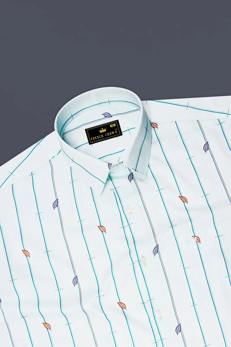 Iceberg Light Green Striped Super Soft Premium Cotton Shirt 5