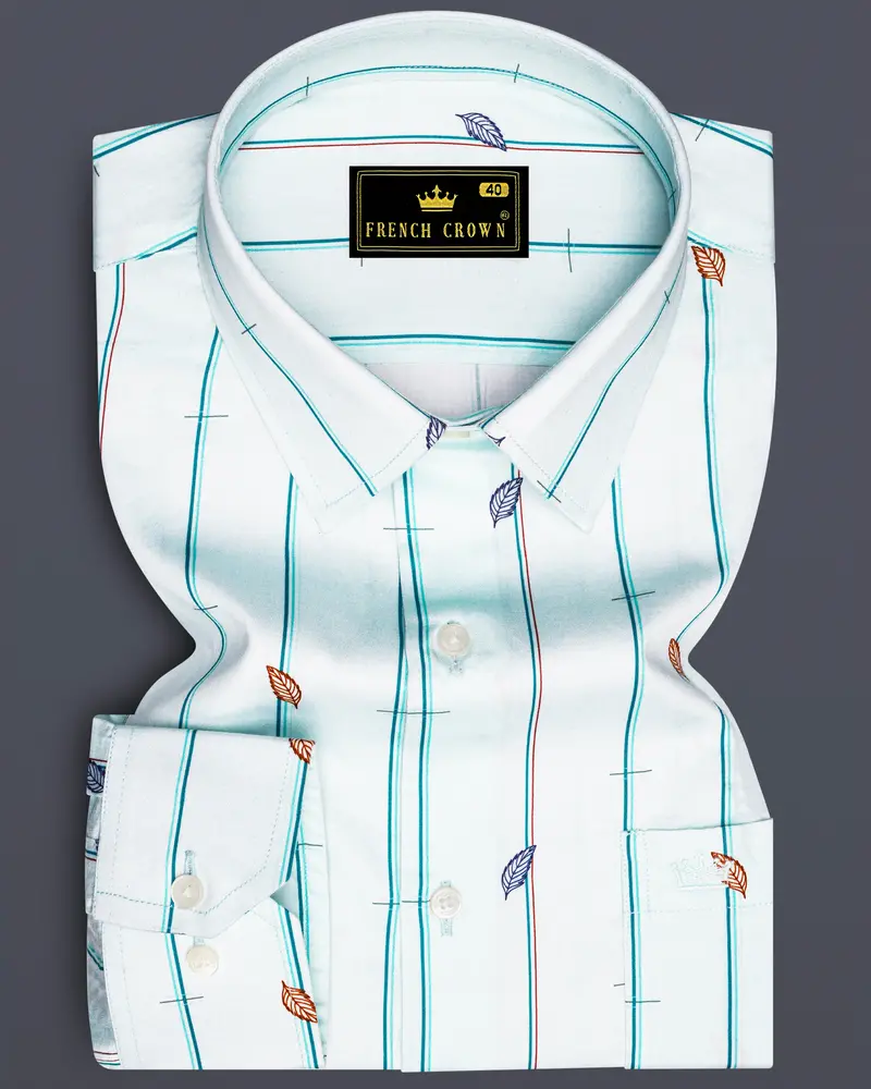 Iceberg Light Green Striped Super Soft Premium Cotton Shirt 6