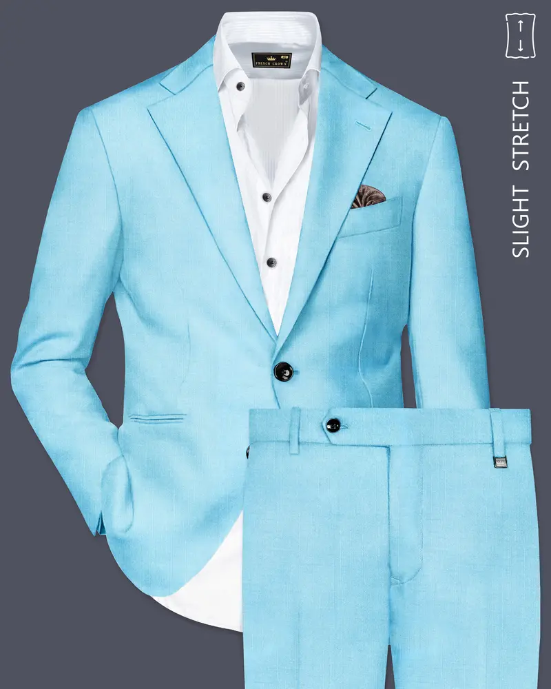 Iceland-Aquamarine Blue Solid Wool Rich Single Breasted Slight Stretch Suit 1