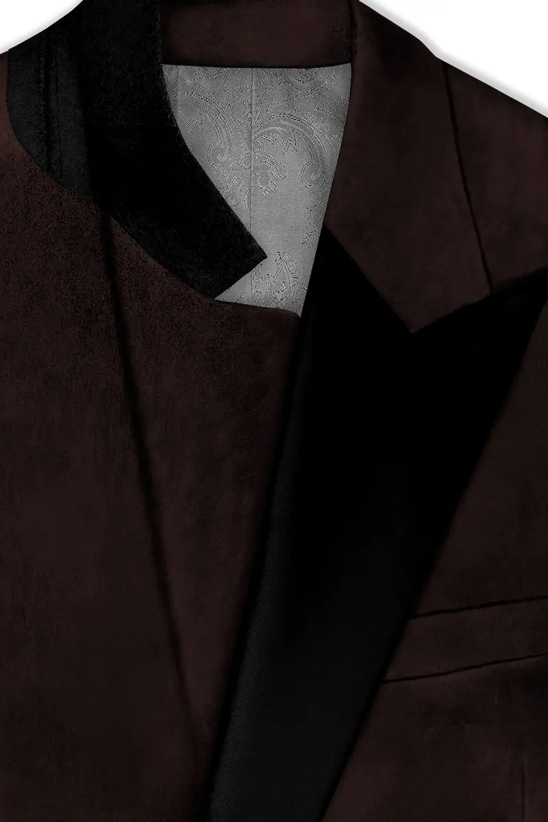 Imperial-Acadia Brown Velvet Peak Lapel Tuxedo Blazer 5