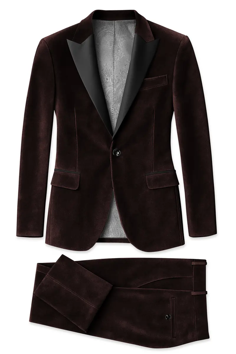 Imperial-Acadia Brown Velvet Peak Lapel Tuxedo Suit 12