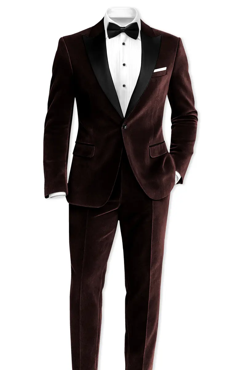 Imperial-Acadia Brown Velvet Peak Lapel Tuxedo Suit 5