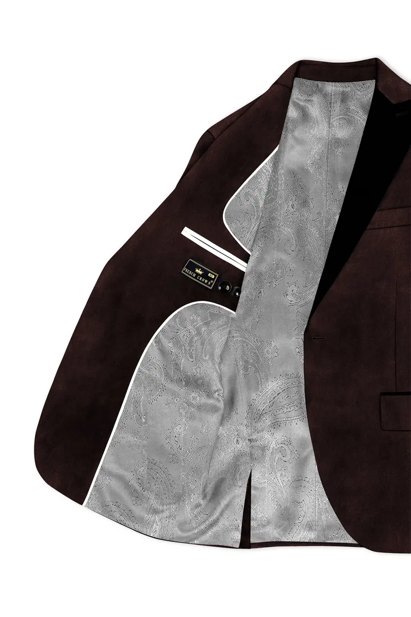 Imperial-Acadia Brown Velvet Peak Lapel Tuxedo Suit 7