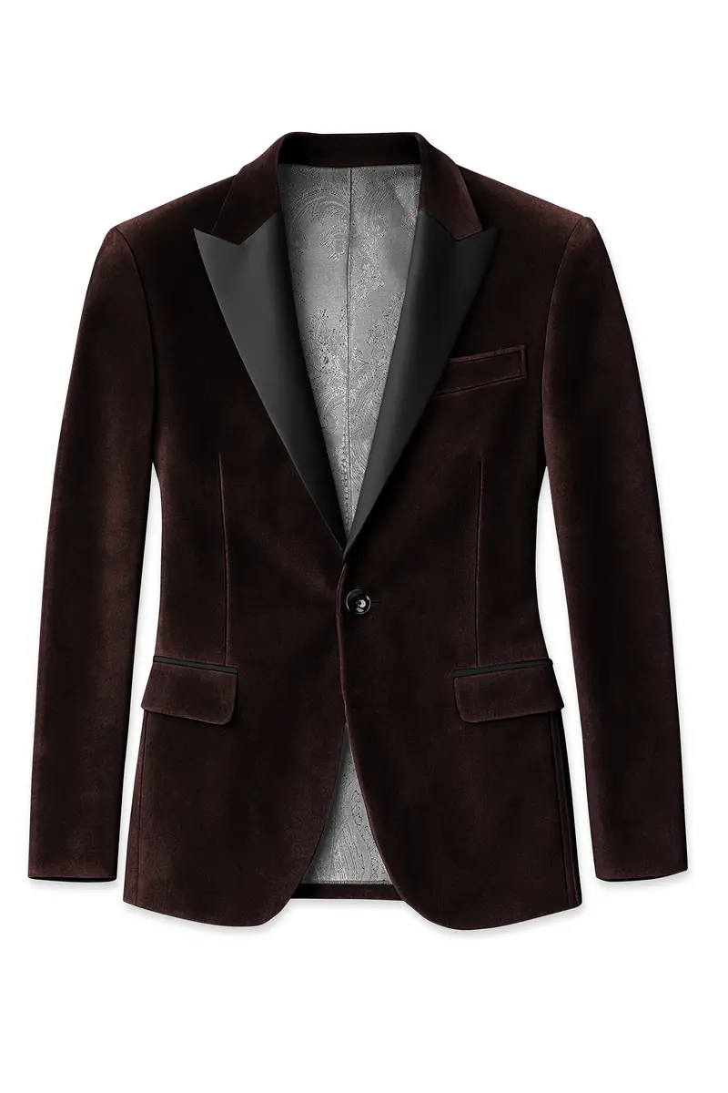 Imperial-Acadia Brown Velvet Peak Lapel Tuxedo Suit 9