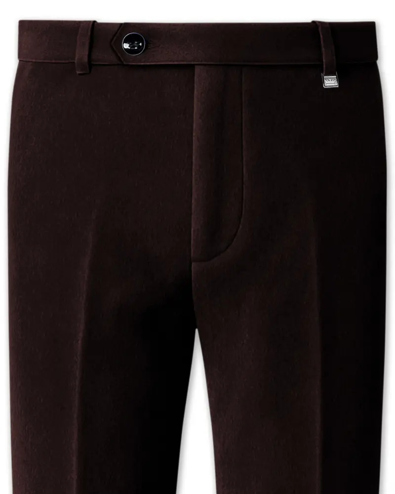 Imperial-Acadia Brown Velvet Stretchable Waistband Pant 1