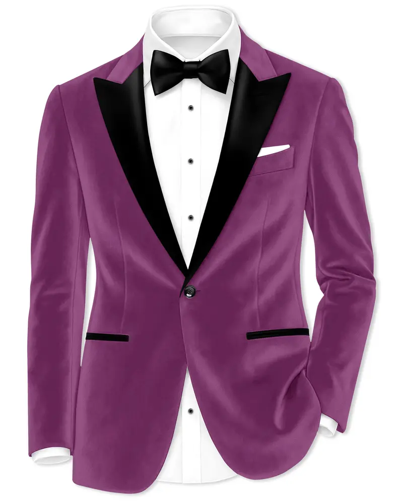 Imperial-Cannon Purple Velvet Peak Lapel Tuxedo Blazer 1