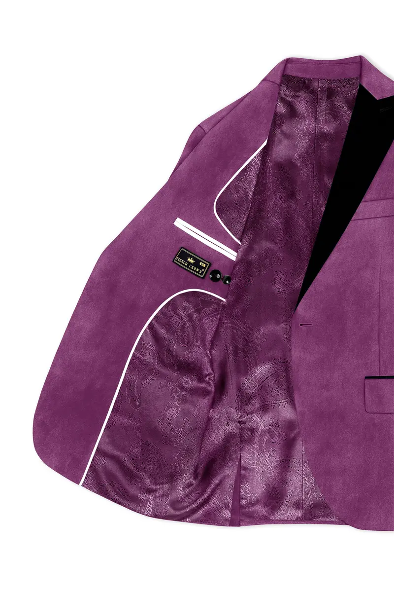 Imperial-Cannon Purple Velvet Peak Lapel Tuxedo Blazer 5