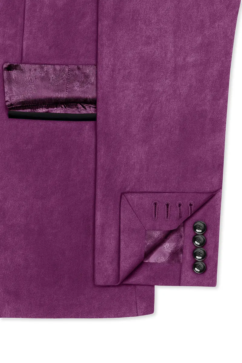 Imperial-Cannon Purple Velvet Peak Lapel Tuxedo Blazer 6