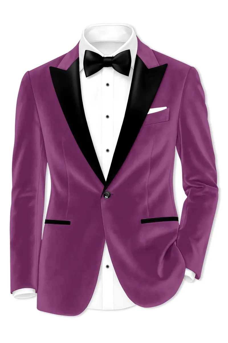 Imperial-Cannon Purple Velvet Peak Lapel Tuxedo Suit 10