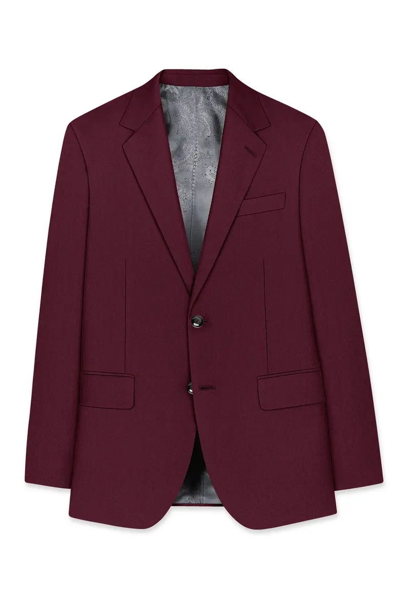 Imperial-Crater Maroon Diamond Textured Wool Rich Slight Stretch Single Breasted Blazer 7