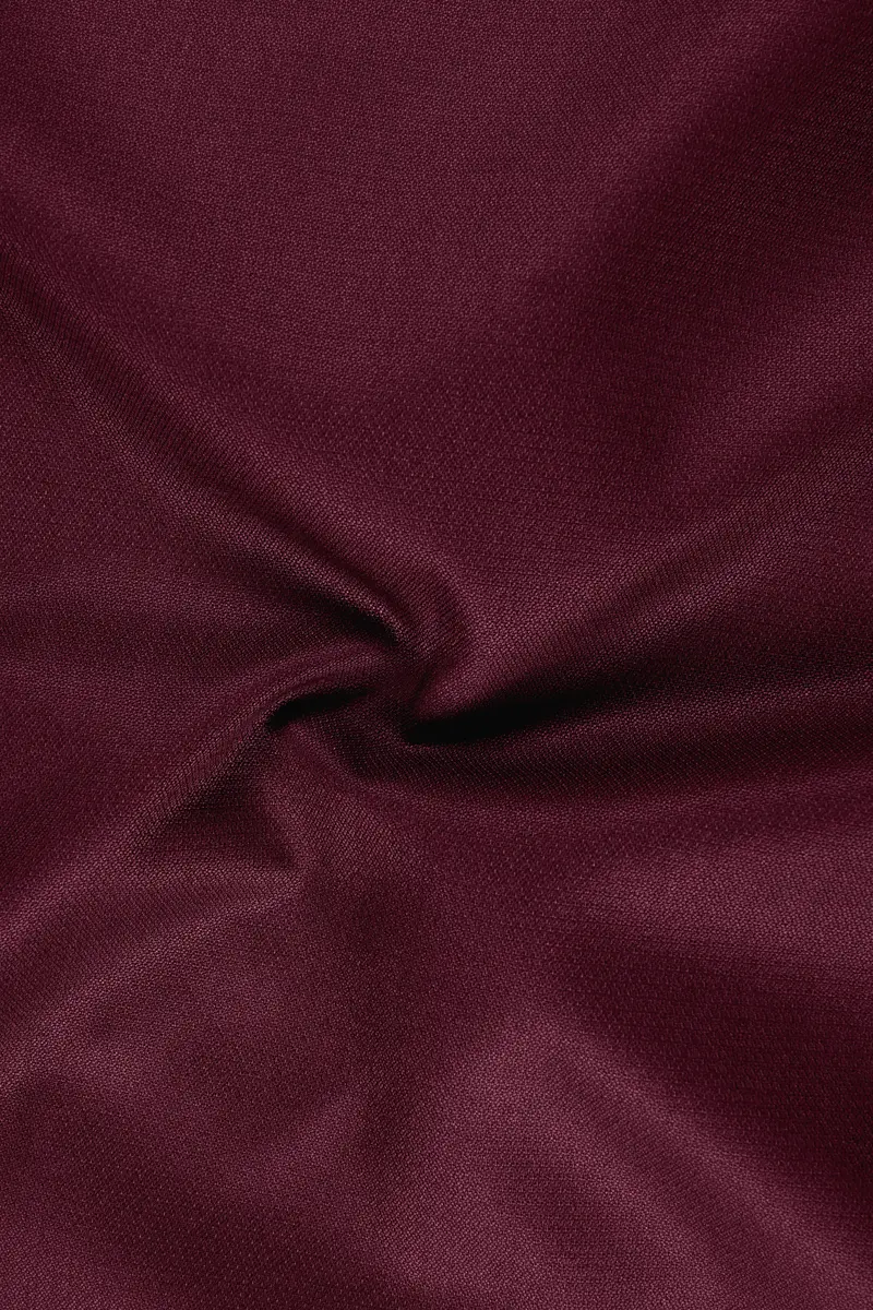 Imperial-Crater Maroon Diamond Textured Wool Rich Slight Stretch Waistband Pant 3
