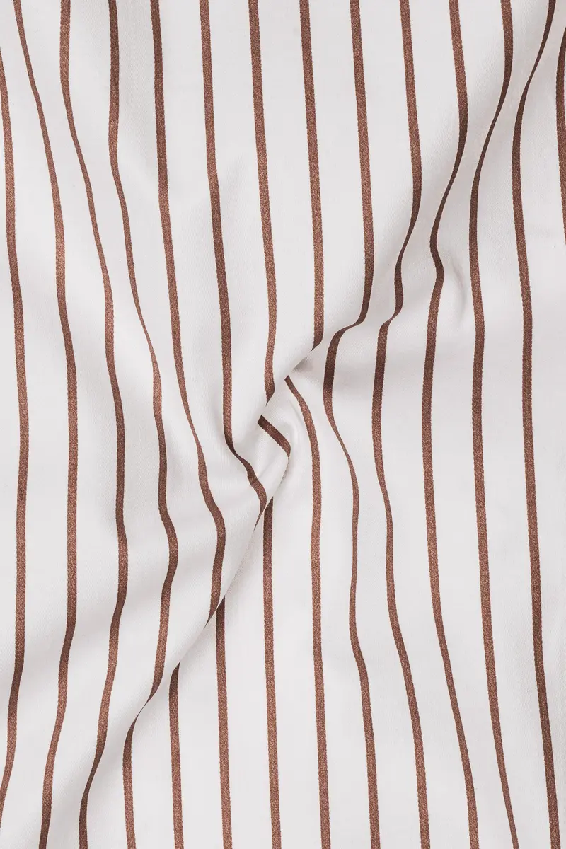 Imperial-Roman Brown And Bright White Pin Striped Subtle Sheen Super Soft Premium Cotton Dress Shirt 3