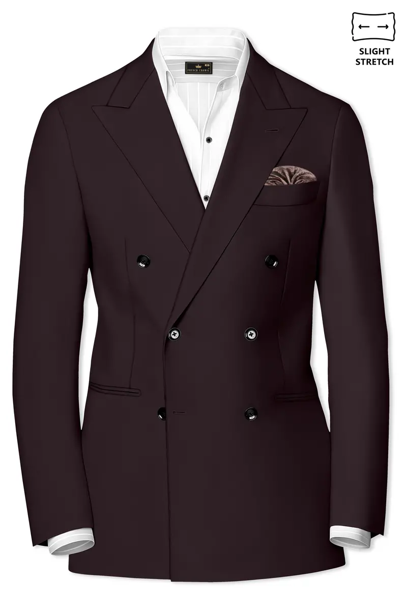 Imperial-Seal Brown Slight Stretch Subtle Sheen Poly-Viscose Double Breasted Blazer 2