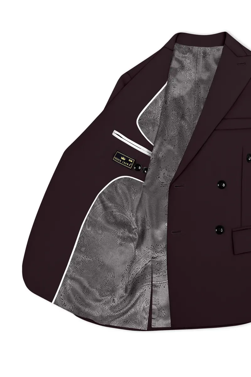 Imperial-Seal Brown Slight Stretch Subtle Sheen Poly-Viscose Double Breasted Blazer 5