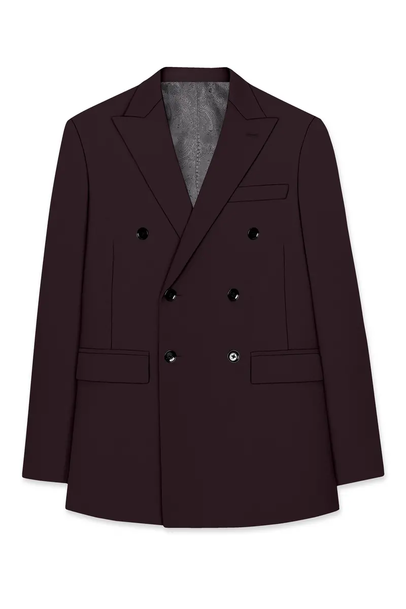 Imperial-Seal Brown Slight Stretch Subtle Sheen Poly-Viscose Double Breasted Blazer 7