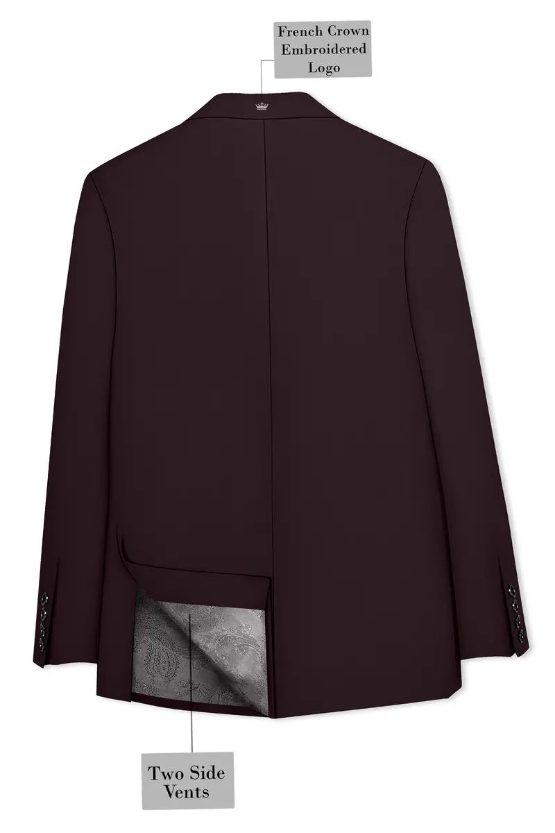 Imperial-Seal Brown Slight Stretch Subtle Sheen Poly-Viscose Double Breasted Blazer 8