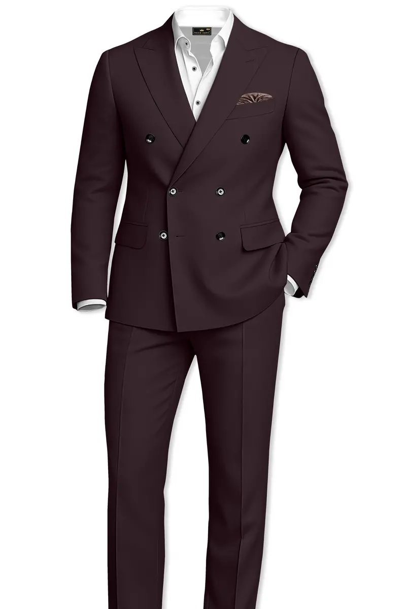 Imperial-Seal Brown Slight Stretch Subtle Sheen Poly-Viscose Double Breasted Blazer 9