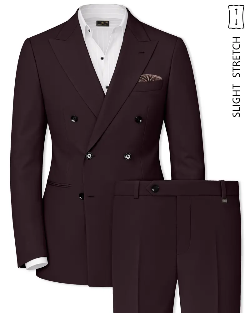 Imperial-Seal Brown Slight Stretch Subtle Sheen Poly-Viscose Double Breasted Suit 1