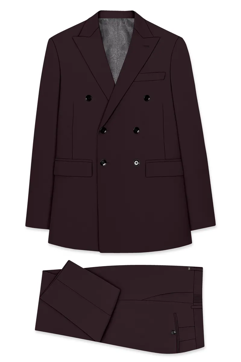 Imperial-Seal Brown Slight Stretch Subtle Sheen Poly-Viscose Double Breasted Suit 11