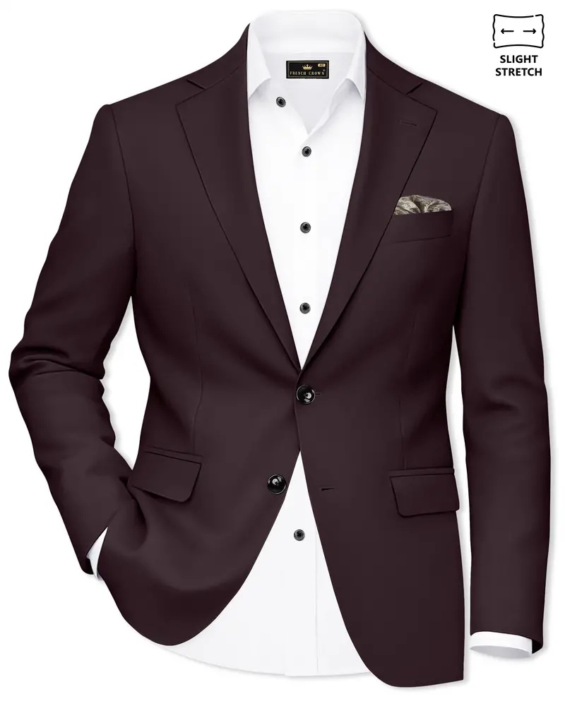 Imperial-Seal Brown Slight Stretch Subtle Sheen Poly-Viscose Single Breasted Blazer 1
