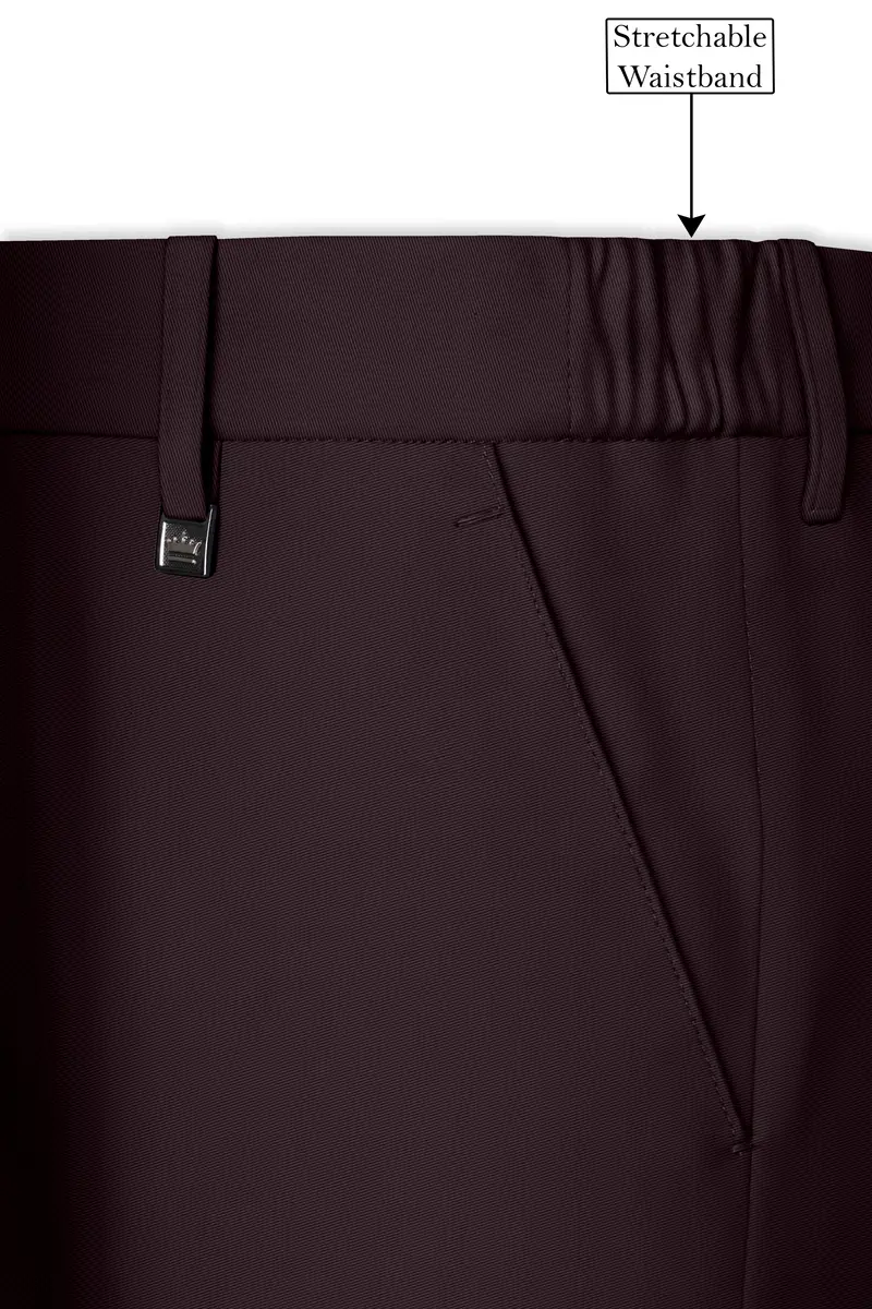 Imperial-Seal Brown Slight Stretch Subtle Sheen Poly-Viscose Waistband Pant 5