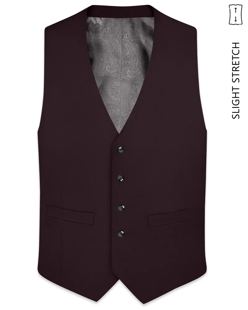Imperial-Seal Brown Slight Stretch Subtle Sheen Poly-Viscose Waistcoat 1