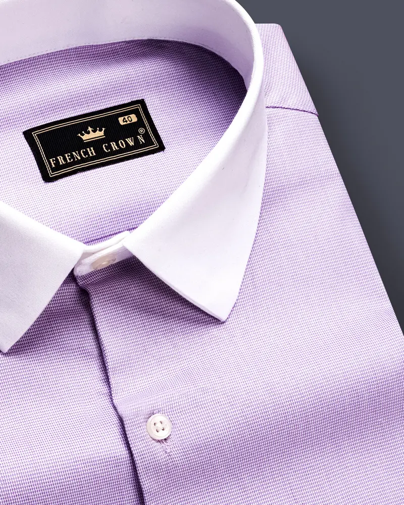 Imperial Violet-Moon Raker Purple White Cuff Collar Dobby Textured Premium Giza Cotton Dress Shirt 7