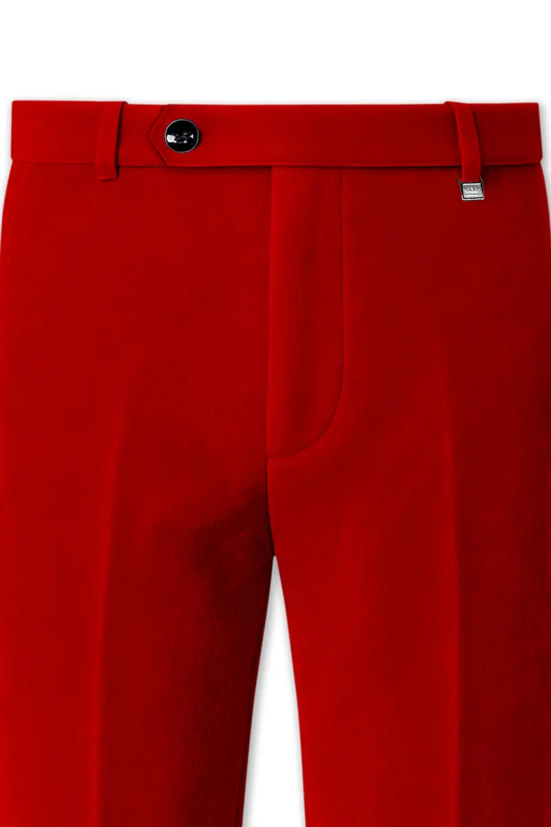 Imperio-Crimson Red Velvet Peak Lapel Tuxedo Suit 13