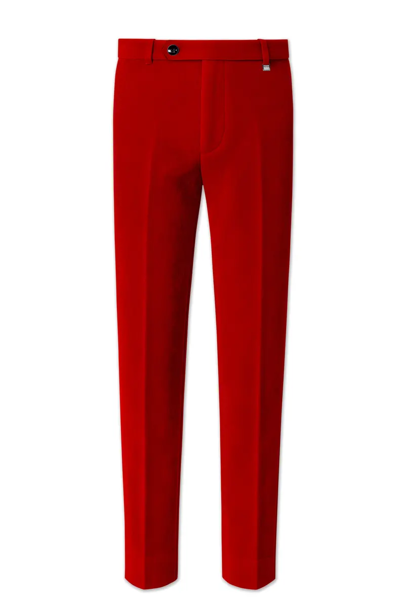 Imperio-Crimson Red Velvet Peak Lapel Tuxedo Suit 14