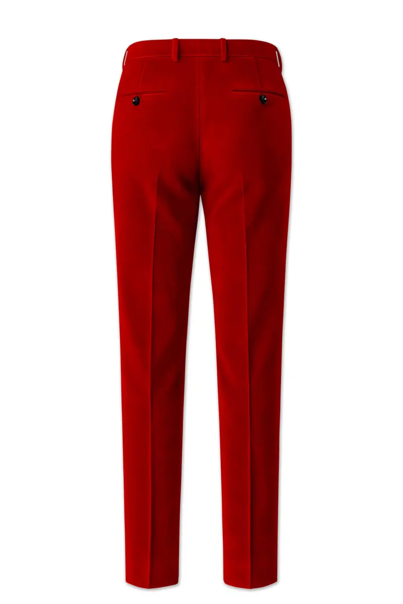 Imperio-Crimson Red Velvet Peak Lapel Tuxedo Suit 15