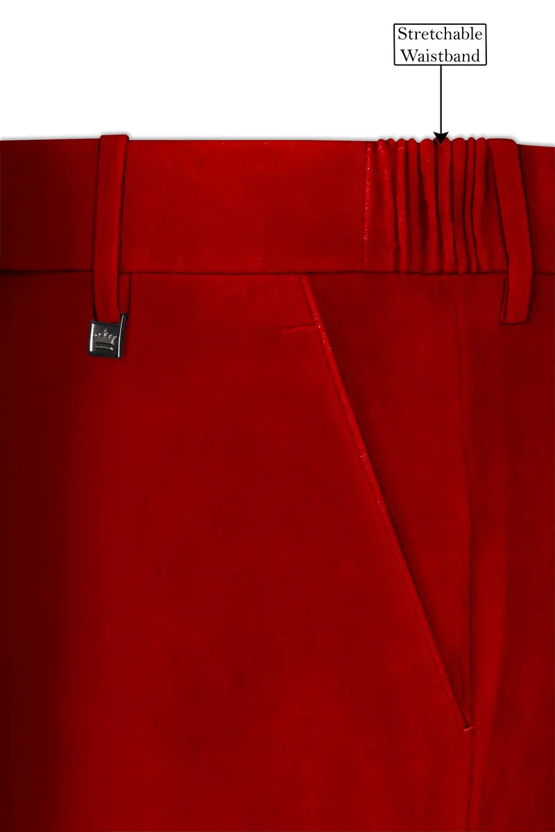 Imperio-Crimson Red Velvet Peak Lapel Tuxedo Suit 16